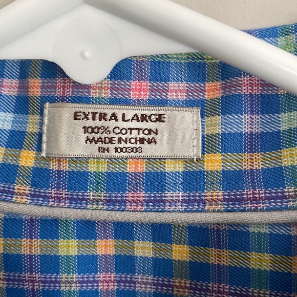 Peter Millar Mini-Plaid multi blue-green-purple- Button down long sleeve XL - Picture 5 of 7